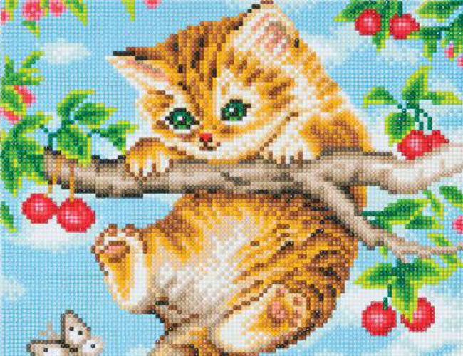 CRYSTAL ART Kit - CHERRY KITTEN