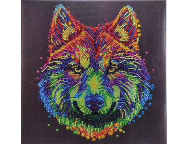 CRYSTAL ART KIT - MEDIUM - COLOURFUL WOLF