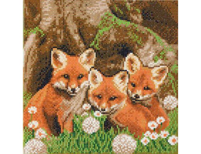 CRYSTAL ART KIT - FOX CUBS