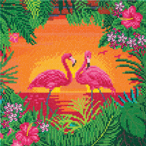 CRYSTAL ART Kit - FANCY FLAMINGOS