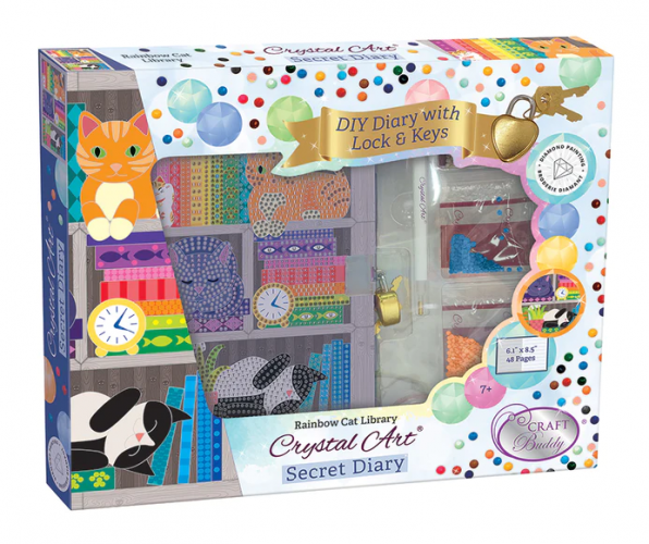 CRYSTAL ART SECRET DIARY - RAINBOW CAT LIBRARY