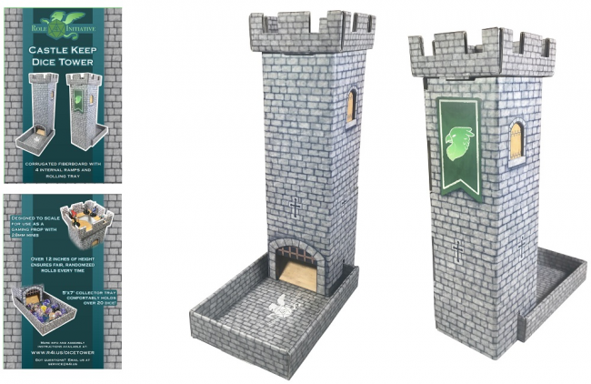 CASTLE KEEP DICE TOWER 4 RAMPS 11 INCH
