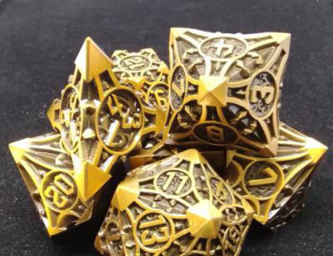 CHAOS DICE - ANCIENT GOLD (WITH BLACK SUEDECLOTH DICE BAG)