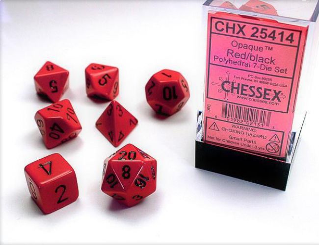 CHX DICE BLOCK 25414 - OPAQUE RED/BLACK (7 DIE SET)