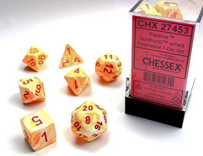 CHX DICE BLOCK 27453 - FESTIVE SUNBURST/RED (7 DIE SET)