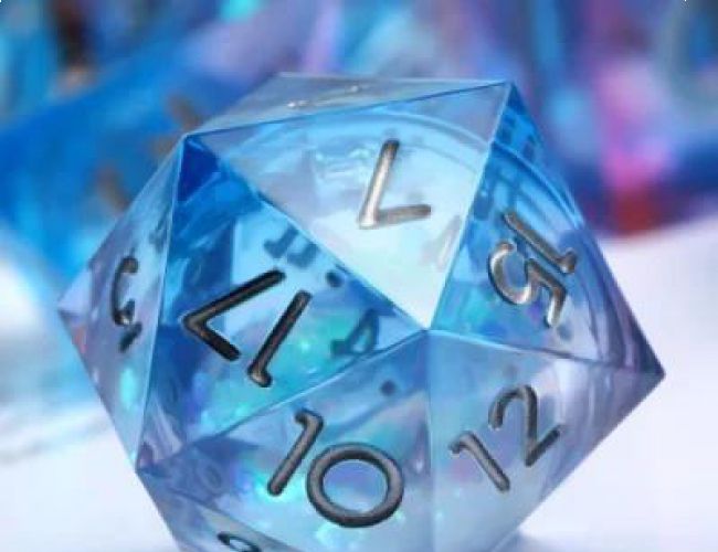 Large d20 (33mm): Maelstrom of Dreams - blue & pink