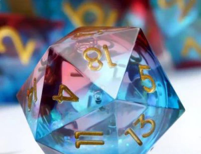 LARGE D20 (35mm): MAELSTROM OF DREAMS - BLUE & RED