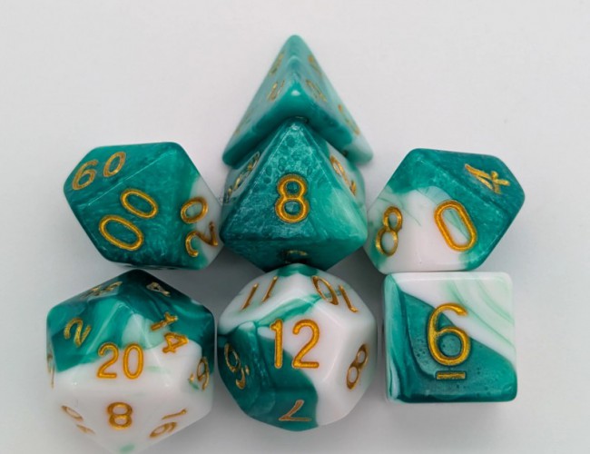 MYSTERY DICE GOBLIN - TWO TONE GREEN AND WHITE DICE