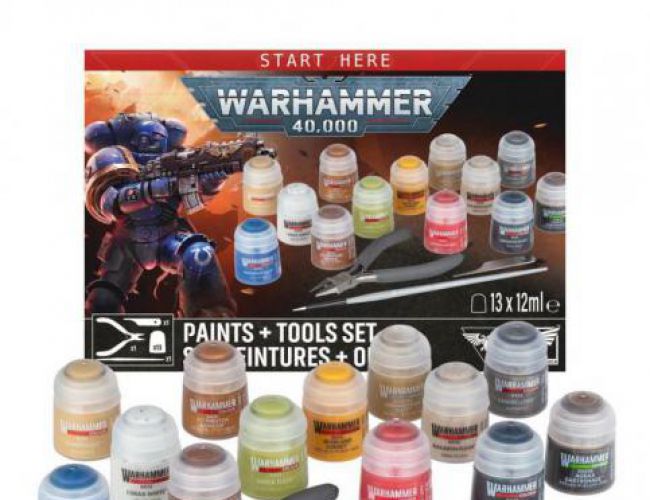WARHAMMER 40K PAINTS + TOOLS SET (MSRP $55)