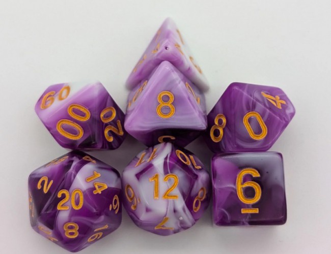 MYSTERY DICE GOBLIN - TWO TONE PURPLE AND WHITE DICE