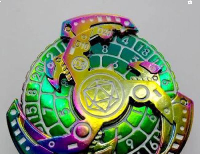 METAL DICE SPINNER - MECHA TRISKELION RAINBOW (IN A BOX)