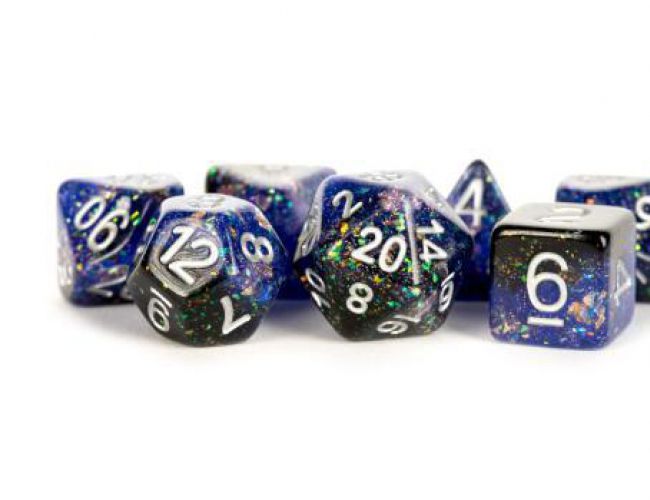 RESIN 16MM 7 DICE SET ETERNAL BLUE/BLACK