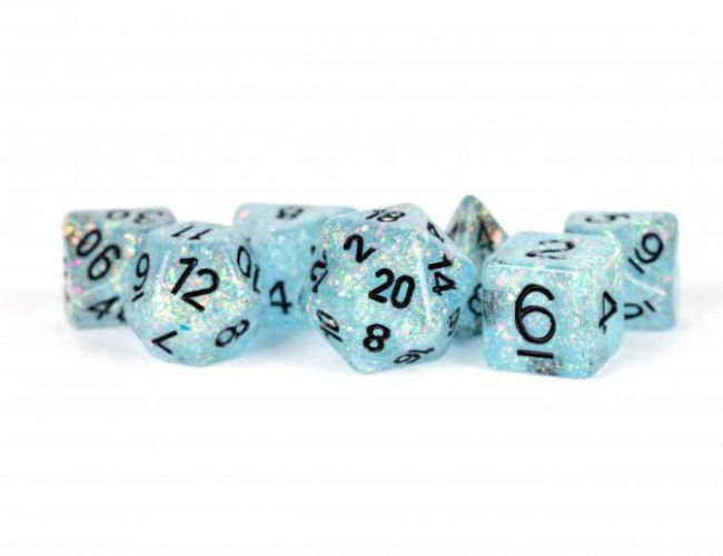 RESIN 16MM 7 DICE SET FLASH BLUE