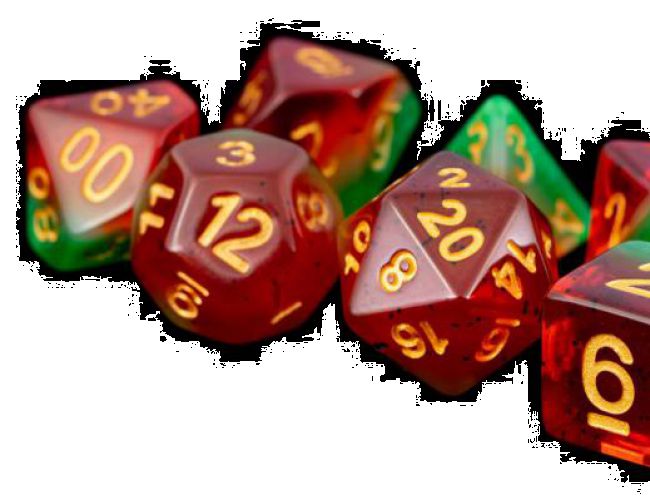 RESIN 16MM 7 DICE SET ETERNAL WATERMELON