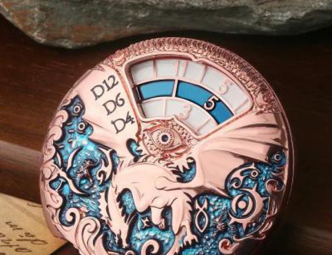 METAL DICE SPINNER DELUXE - ROSE GOLD/TEAL (IN A BOX)