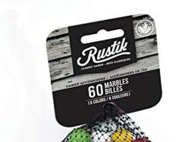 RUSTIK CLASSIC GAMES ACCESSORIES - 60 MARBLES (6 COLOURS)