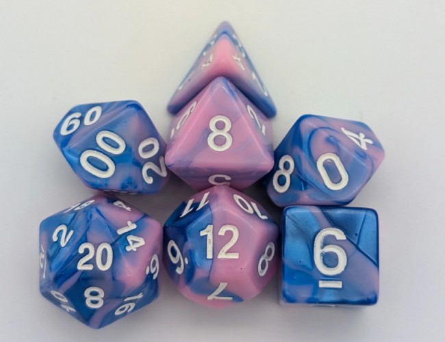 MYSTERY DICE GOBLIN - TIE-DYE BLUE AND PINK DICE